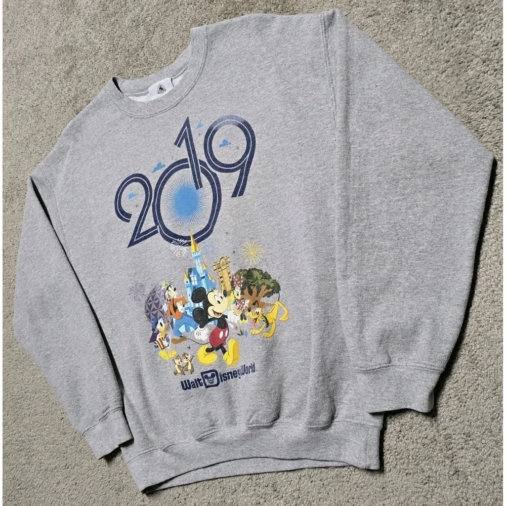 Disney Parks Walt Disney World Mickey Mouse Gray Pullover Sweatshirt Mens Medium